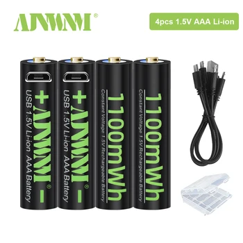 AJNWNM 1,5 В Литий-ионный аккумулятор AAA 3A 1100 МВтч AAA Аккумуляторная батарея aaa Литиевая батарея аккумуляторы перезаряжаемые для игрушки-фонарика