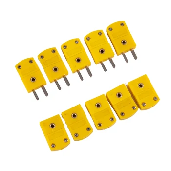 Новый Желтый мини-разъем типа K для мужчин/женщин, безопасный штекер, подходит для всех наших терморегуляторов, датчик температуры 5 шт.