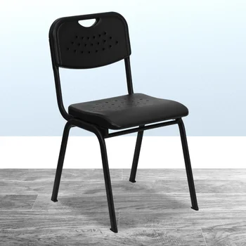 Серия 880 фунтов Вместительный черный пластиковый стул с открытой спинкой и черной рамой