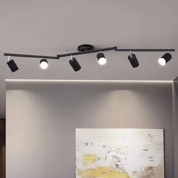 Скандинавский светодиодный потолочный светильник, многоголовочный Вращающийся Черно-белый прожектор для спальни, гостиной, столовой, освещения кафе