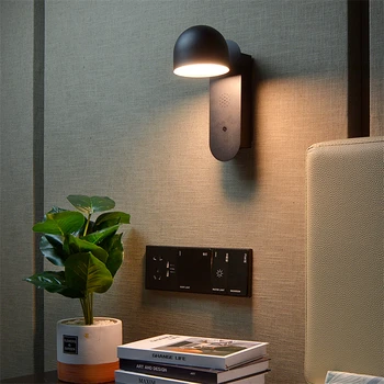 Современный умный светодиодный настенный светильник с возможностью поворота на 350 ° и регулируемой яркостью 9 Вт, Затемняемый прикроватный настенный бра, лампы для чтения для домашнего декора